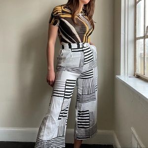 Black and White Striped Women's Pants